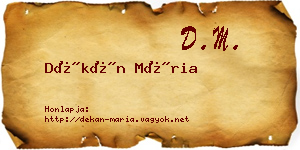 Dékán Mária névjegykártya